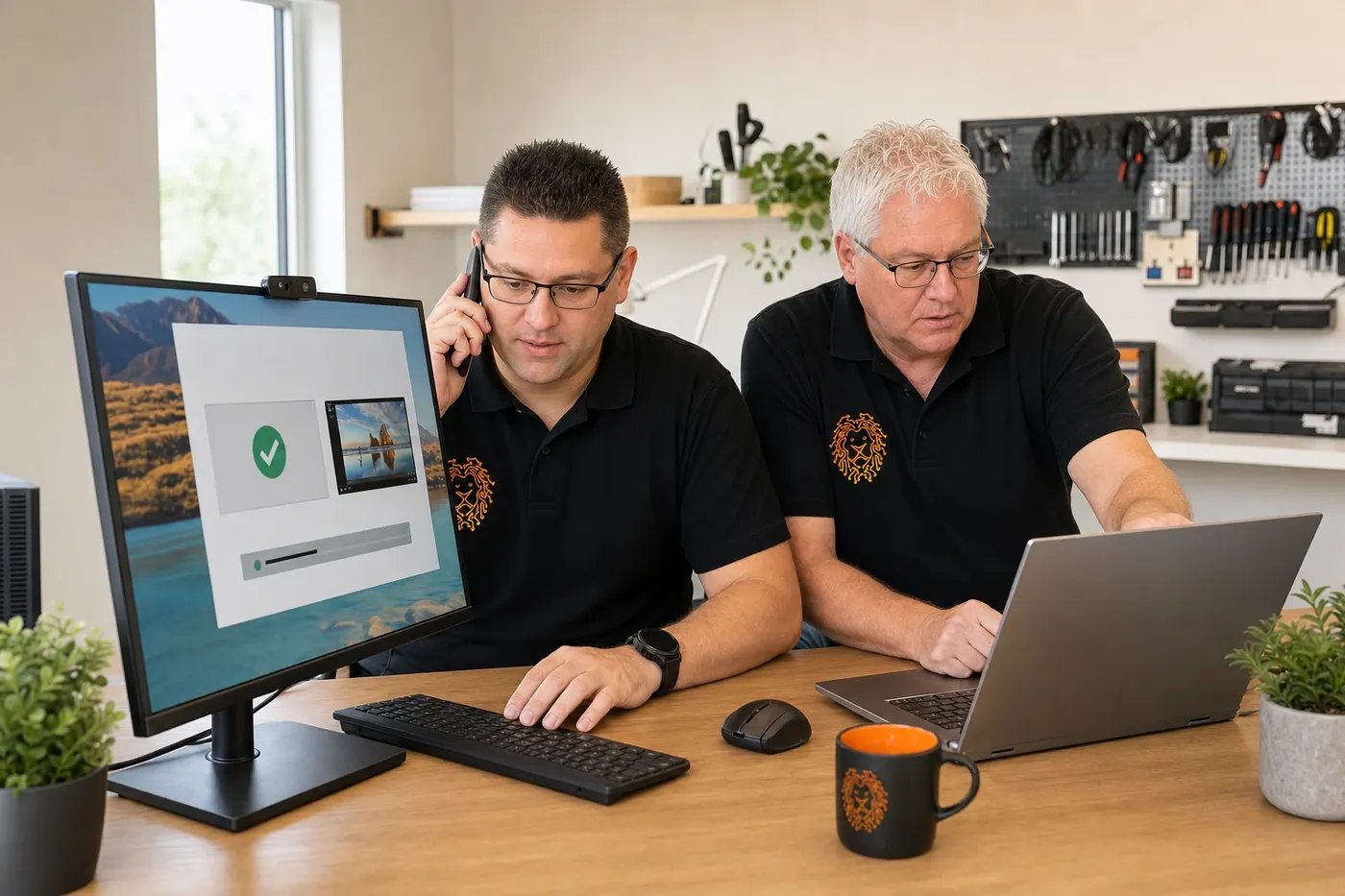 Meekijken op afstand terwijl de klant aan de telefoon is
